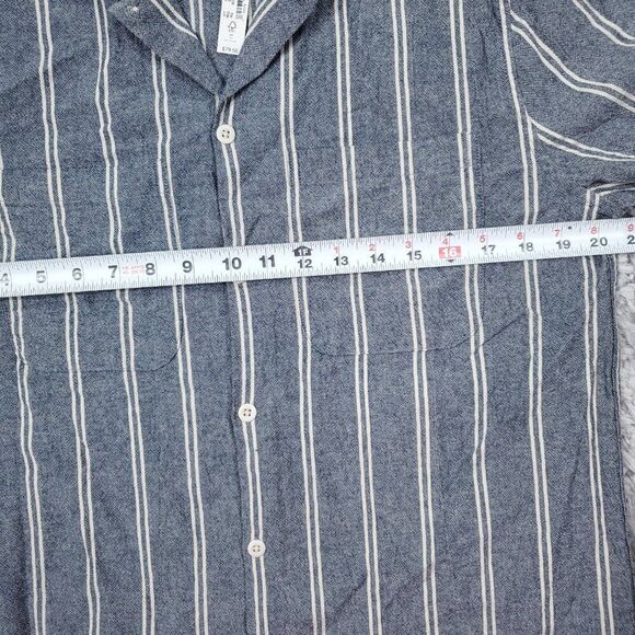 Madewell Easy Fit Crinkle Cotton Short Sleeve Shirt Small Striped Gray Men's - Picture 7 of 8